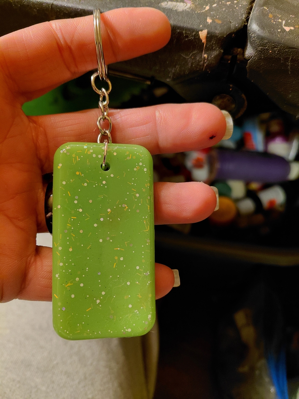 Speckled Green Resin Keychain Phone Charm